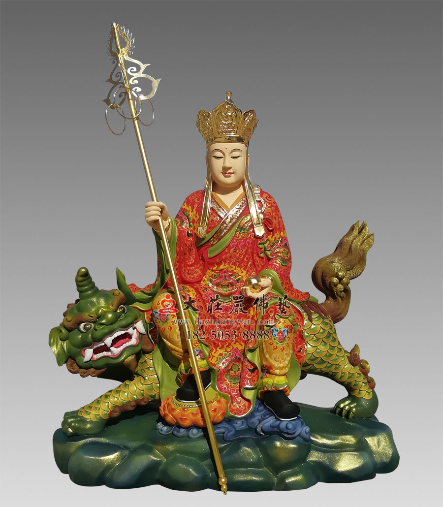铜雕地藏菩萨彩绘描金塑像
