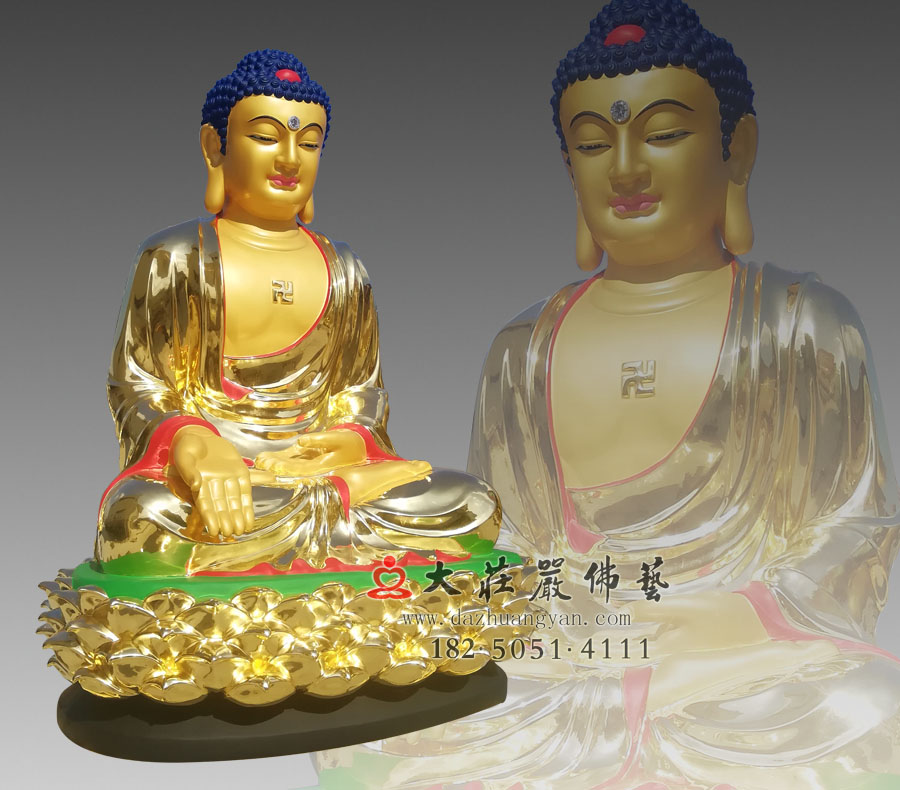 铜雕五方佛贴金佛像