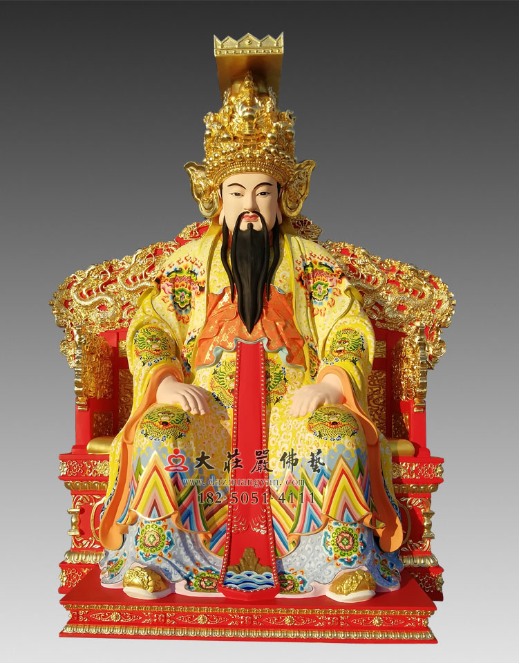 玉皇大帝彩绘贴金神像