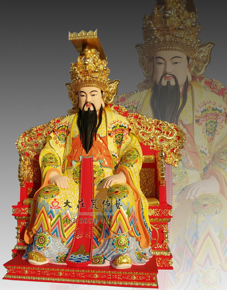 玉皇大帝彩绘贴金神像