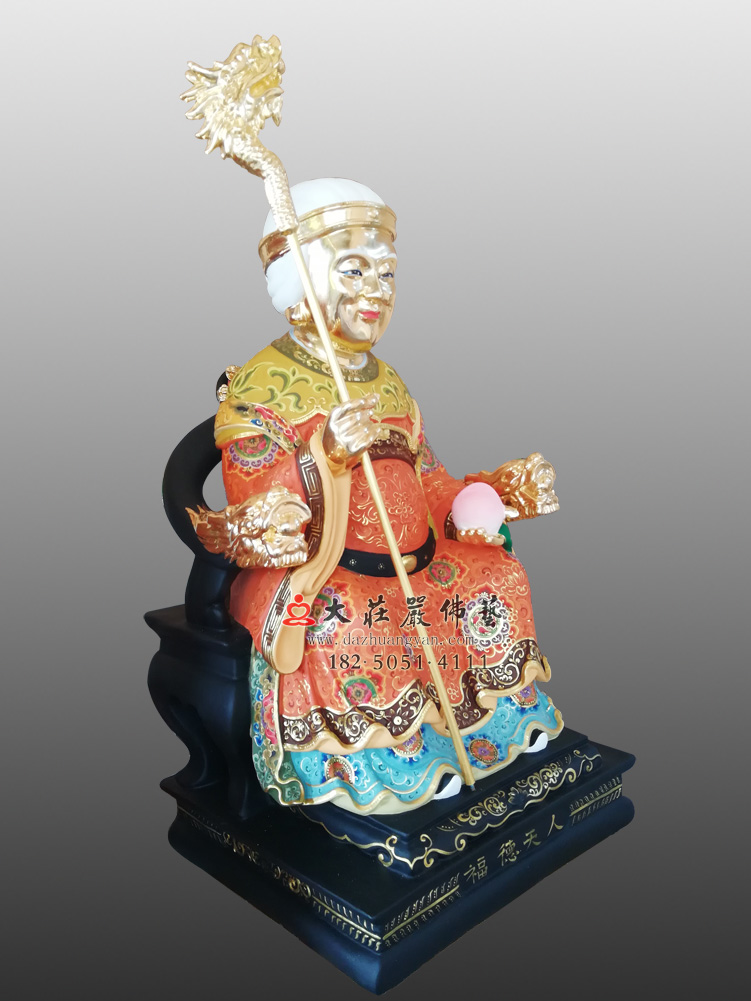 铜雕土地婆左侧彩绘神像