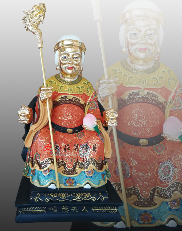 铜雕土地婆彩绘神像