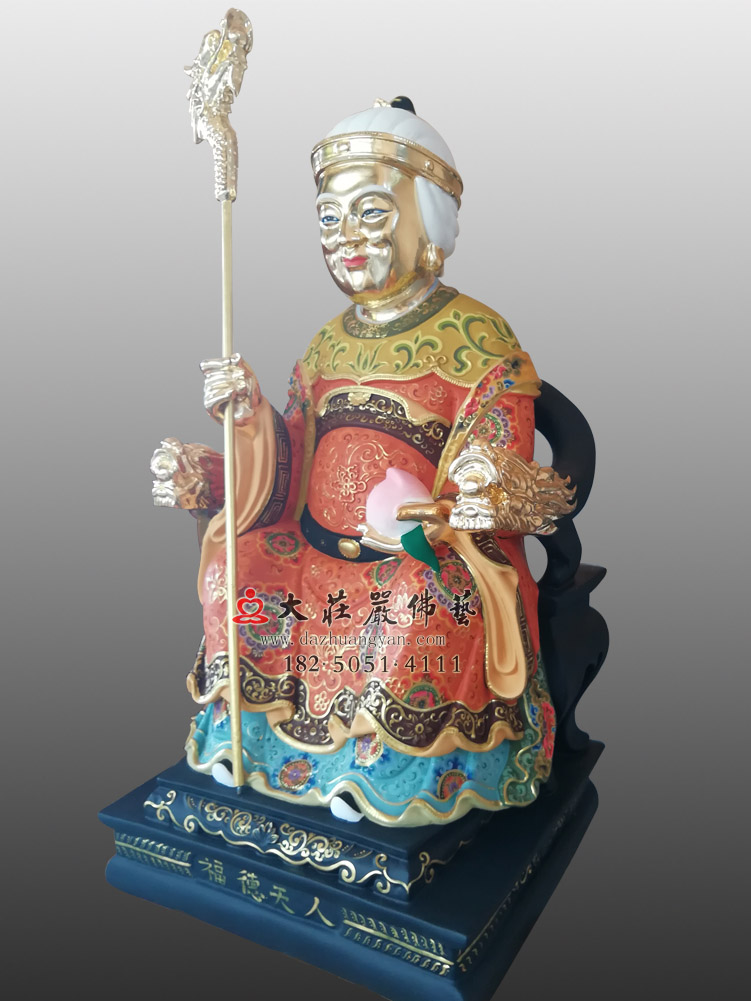 铜雕土地婆右侧彩绘神像