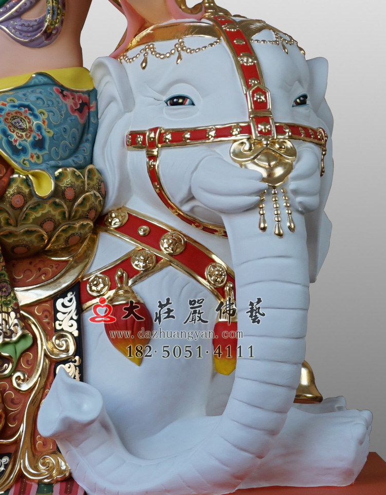 铜雕六牙白象彩绘塑像