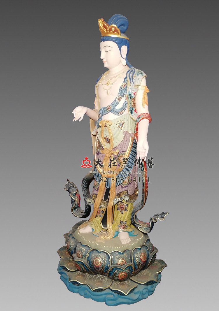 铜雕八大菩萨-除盖障菩萨右侧彩绘佛像