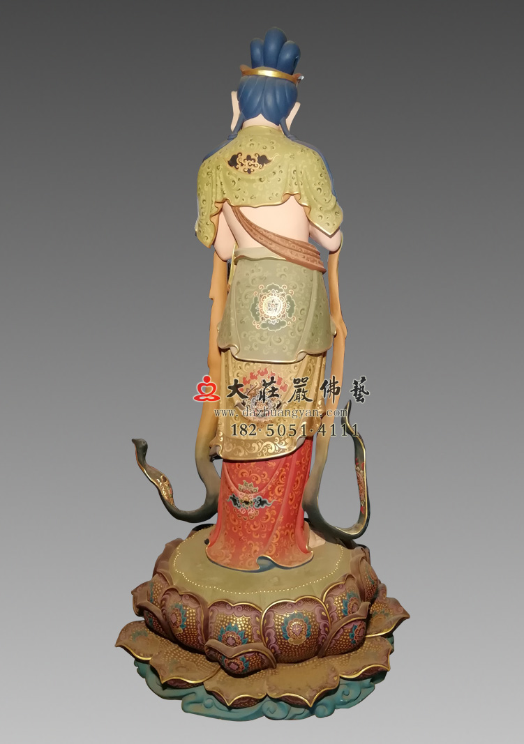 铜雕八大菩萨-除盖障菩萨背部彩绘佛像