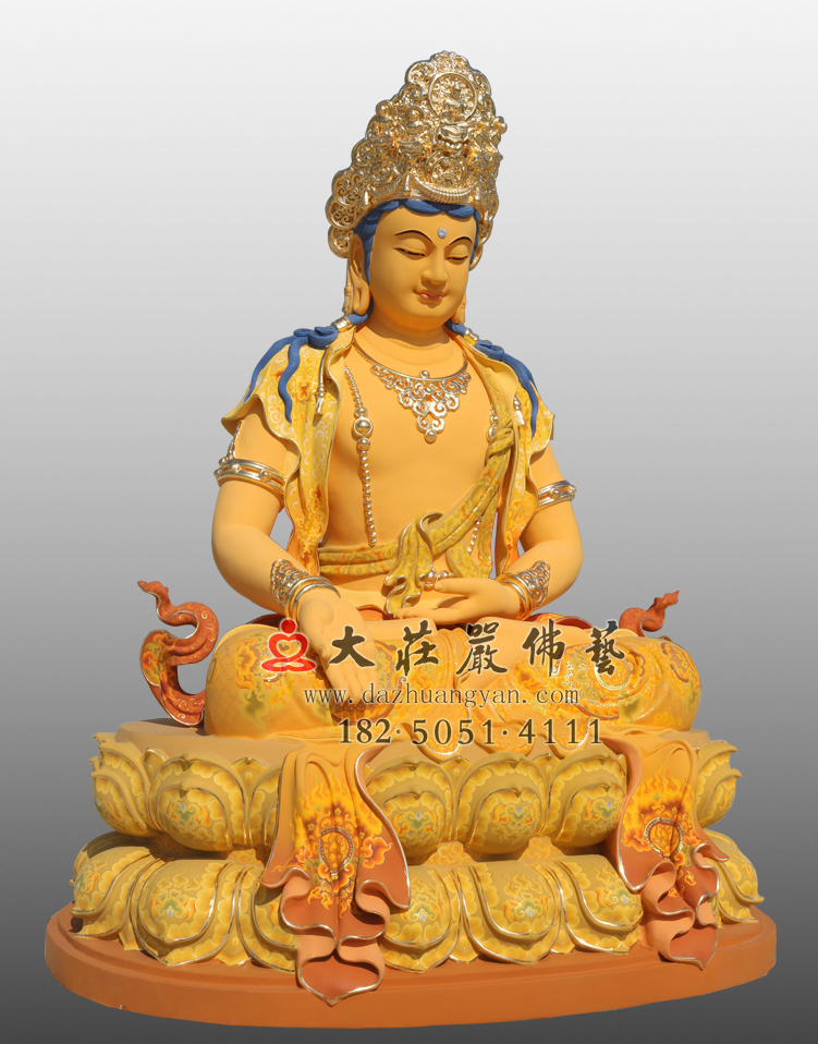 脱胎五方佛之南方宝生佛左侧彩绘贴金