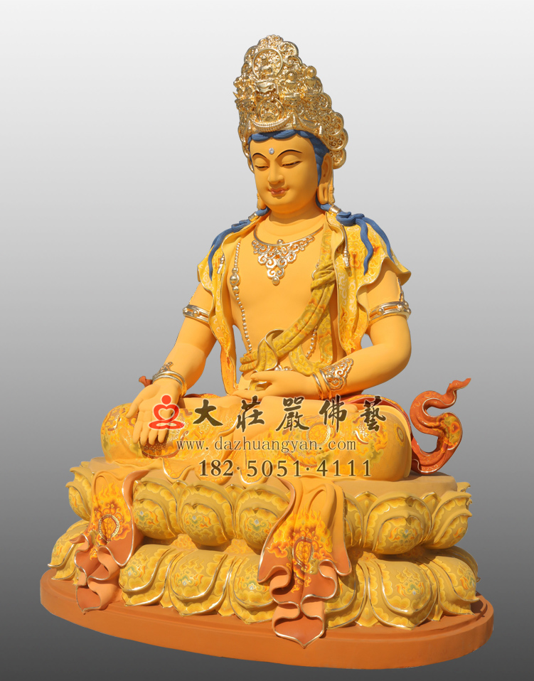 脱胎五方佛之南方宝生佛右侧彩绘贴金