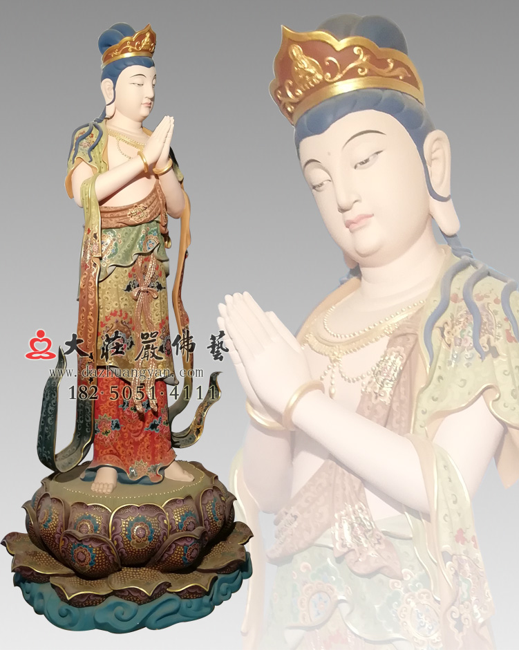 铜雕八大菩萨-观世音菩萨彩绘侧面佛像