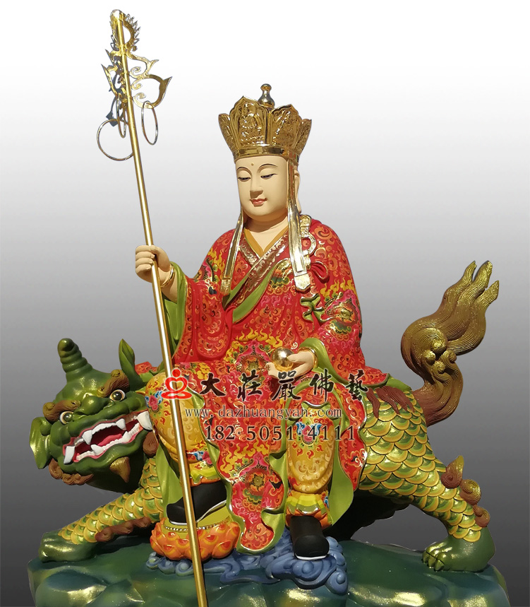 铜雕地藏菩萨侧面彩绘佛像