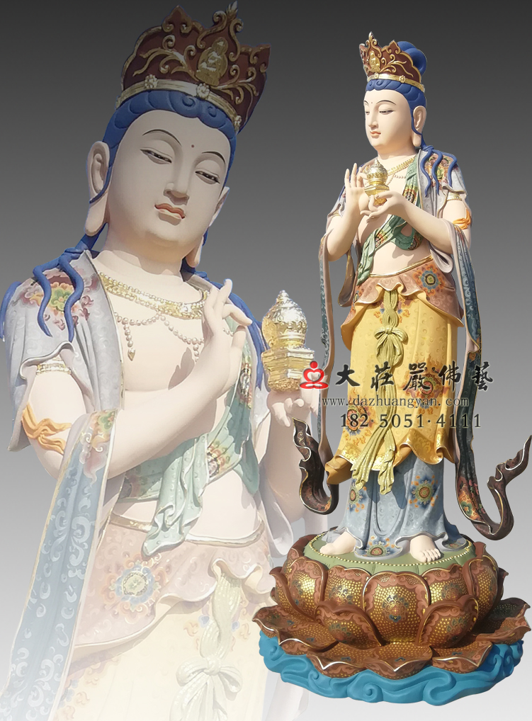 铜雕八大菩萨之地藏菩萨彩绘佛像