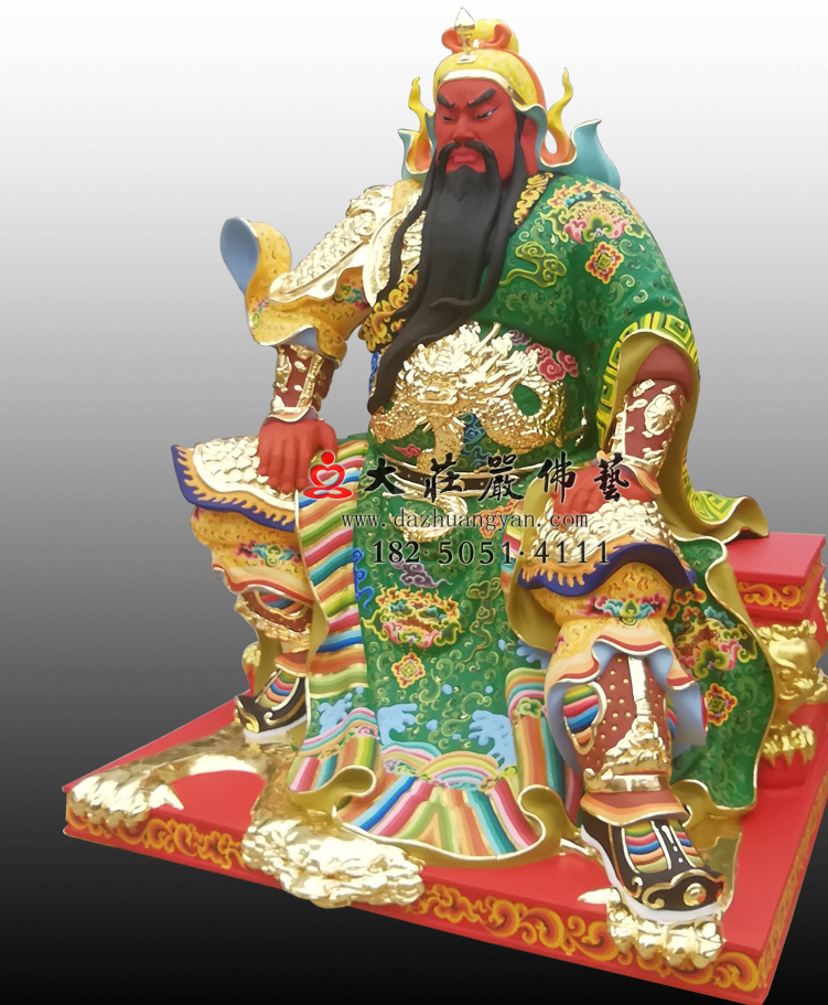 关公彩绘贴金塑像