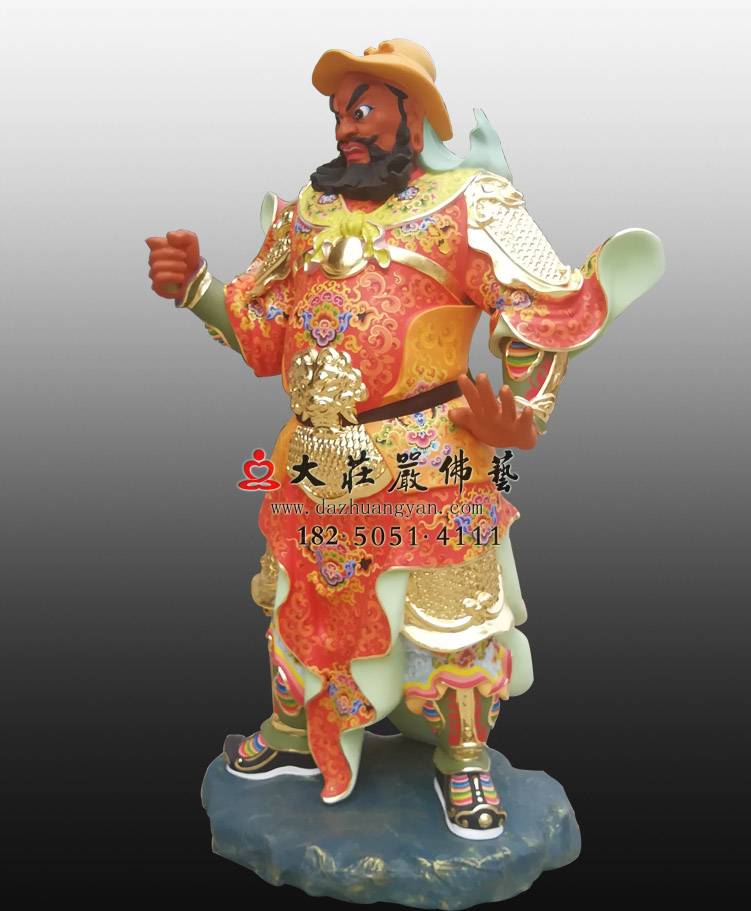 周仓彩绘描金神像