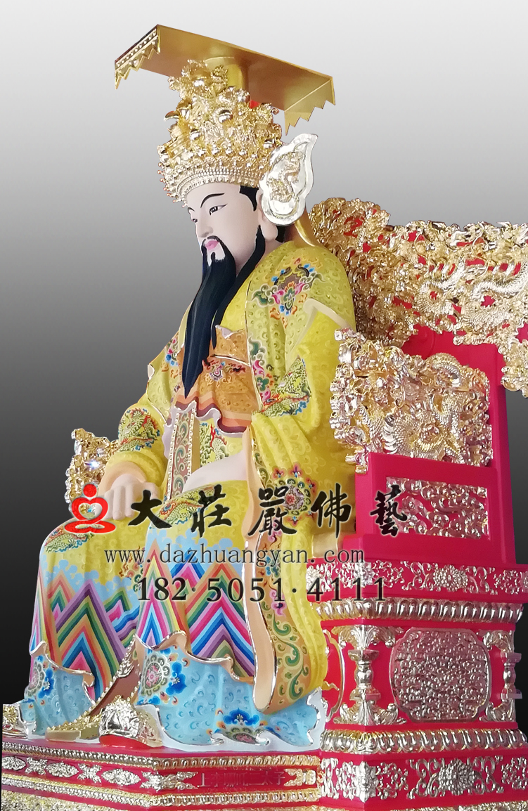 玉皇大帝侧面彩绘贴金神像